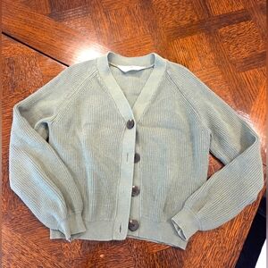 H&M Kids Green Cardigan Sweater Sz 12-14